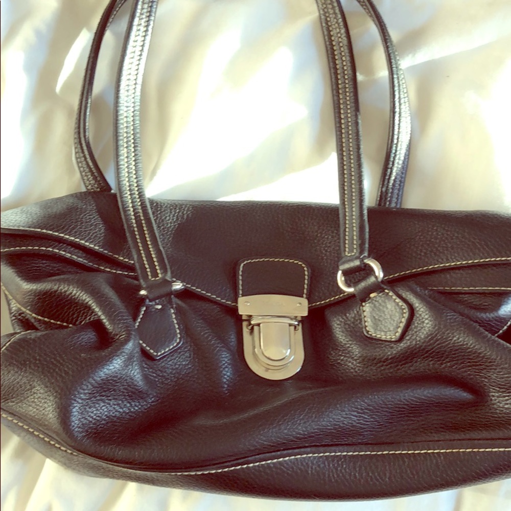Vintage Prada black leather tote
